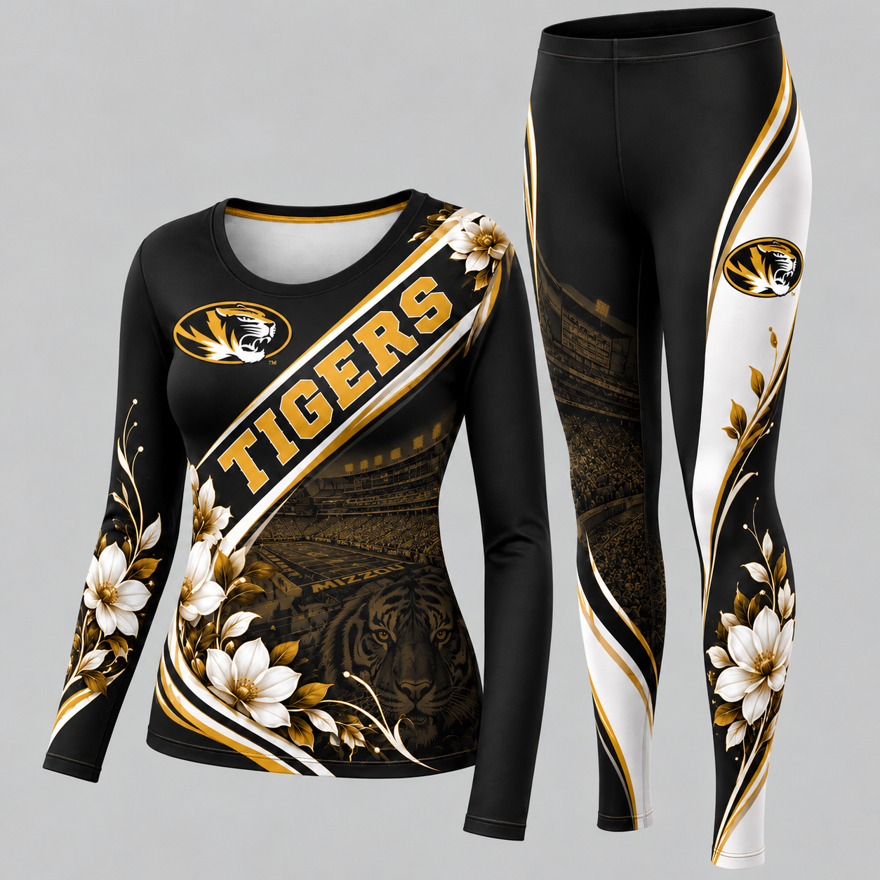 Missouri Tigers Football Team Women's Long Sleeve Shirt & Leggings Set