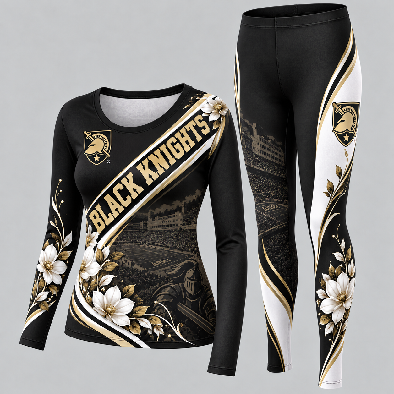 Army Black Knights Football Team Women's Long Sleeve Shirt & Leggings Set