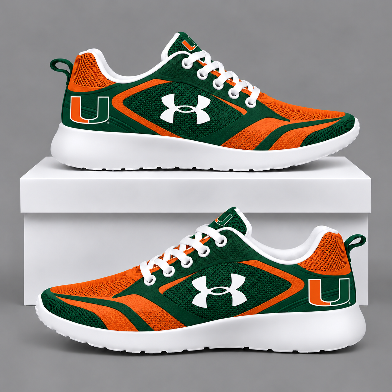 Miami Hurricanes Football Team Logo Running Sneakers