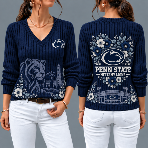 Penn State Nittany Lions Flower Women's V-neck Sweater