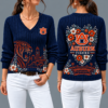 Auburn Tigers Flower Women's V-neck Sweater