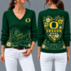 Oregon Ducks Flower Women's V-neck Sweater