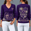 Washington Huskies Flower Women's V-neck Sweater