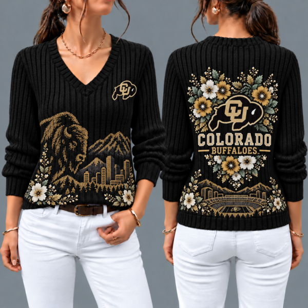 Colorado Buffaloes Flower Women's V-neck Sweater