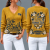 Georgia Tech Yellow Jackets Flower Women's V-neck Sweater