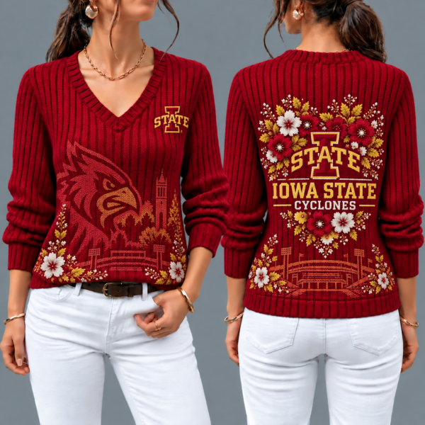 Iowa State Cyclones Flower Women's V-neck Sweater