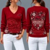 Arkansas Razorbacks Flower Women's V-neck Sweater