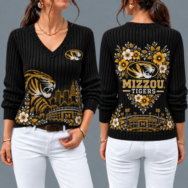 Missouri Tigers Flower Women's V-neck Sweater