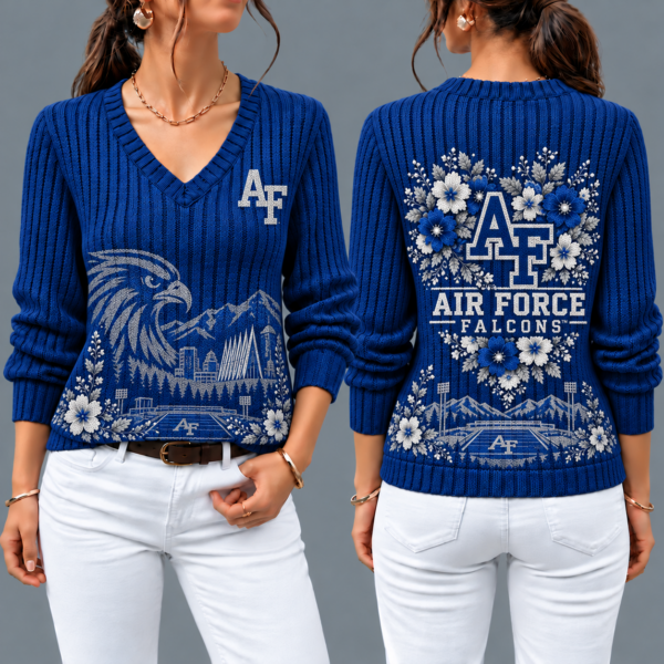 Air Force Falcons Flower Women's V-neck Sweater