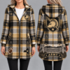 Army Black Knights Vintage Plaid Hooded Coat – Women's Longline Zip-Up Football Fan Jacket