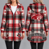 Houston Cougars Vintage Plaid Hooded Coat – Women's Longline Zip-Up Football Fan Jacket