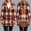 Arizona State Sun Devils Vintage Plaid Hooded Coat – Women's Longline Zip-Up Football Fan Jacket