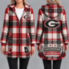 Georgia Bulldogs Vintage Plaid Hooded Coat – Women's Longline Zip-Up Football Fan Jacket