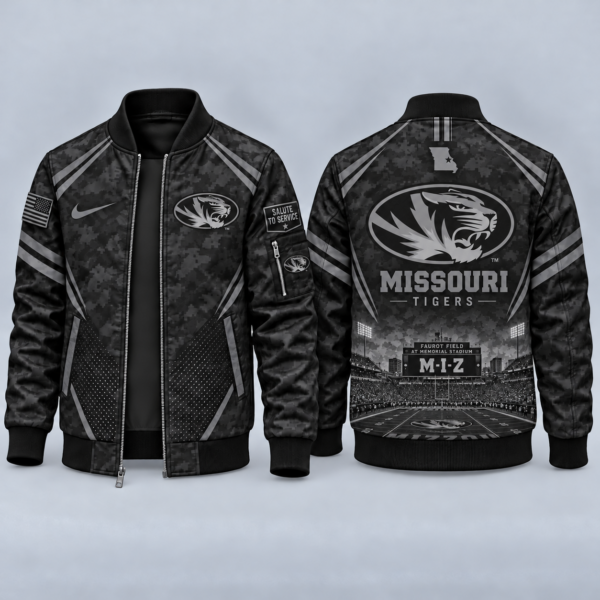 Missouri Tigers Black Camo Salute to Service Bomber Jacket – Military-Inspired Football Fan Zip-Up Jacket