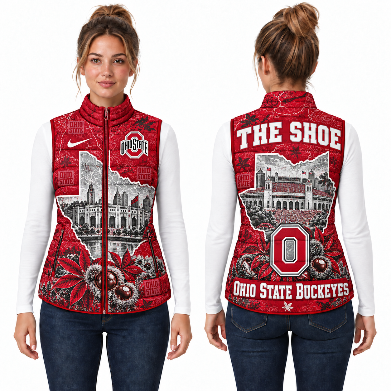 Ohio State Buckeyes Chirstmas Sleeveless Puffer Vest