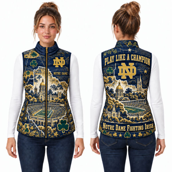 Notre Dame Fighting Irish Chirstmas Sleeveless Puffer Vest