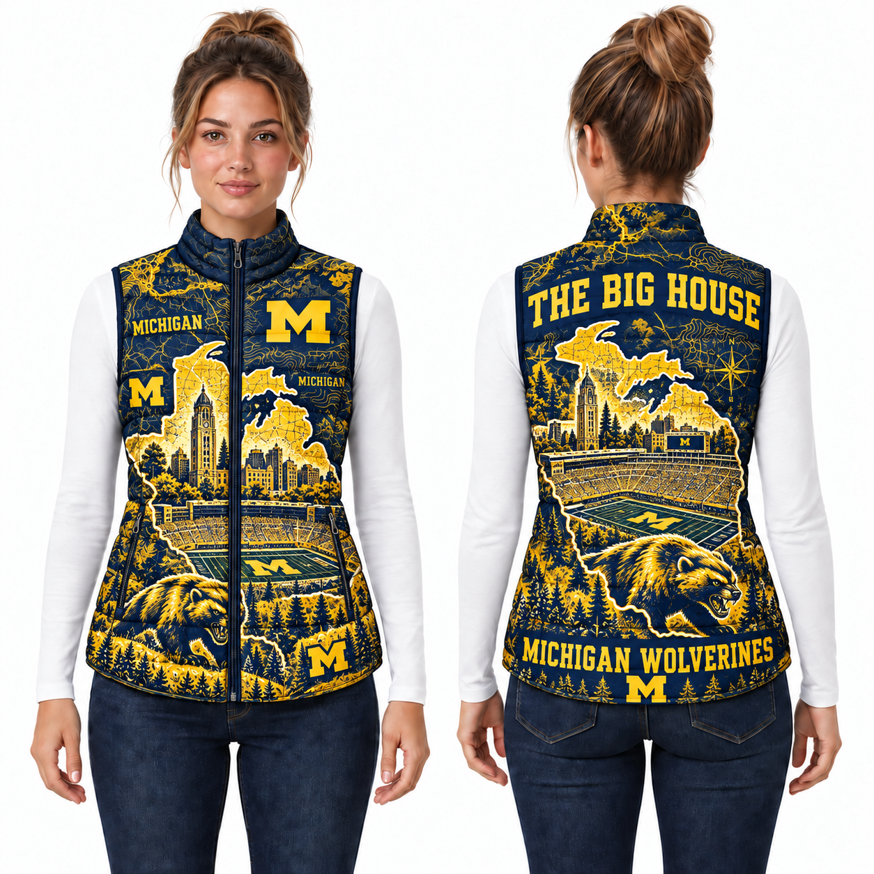 Michigan Wolverines Chirstmas Sleeveless Puffer Vest