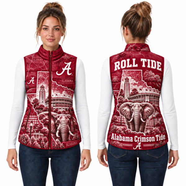 Alabama Crimson Tide Chirstmas Sleeveless Puffer Vest