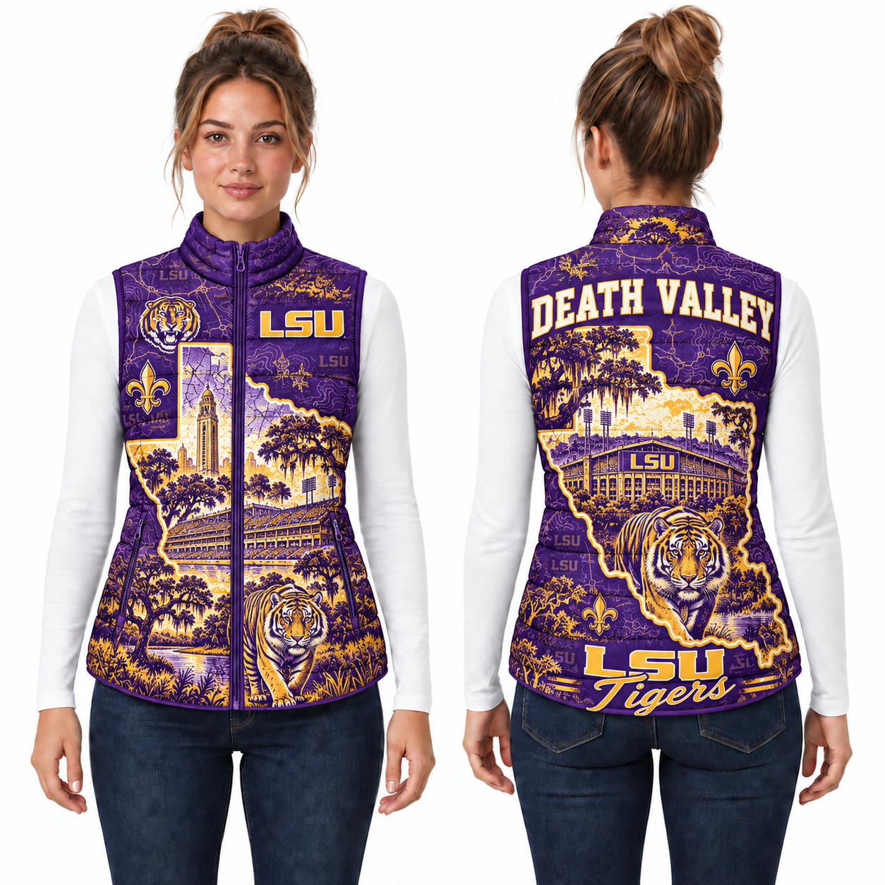 LSU Tigers Chirstmas Sleeveless Puffer Vest