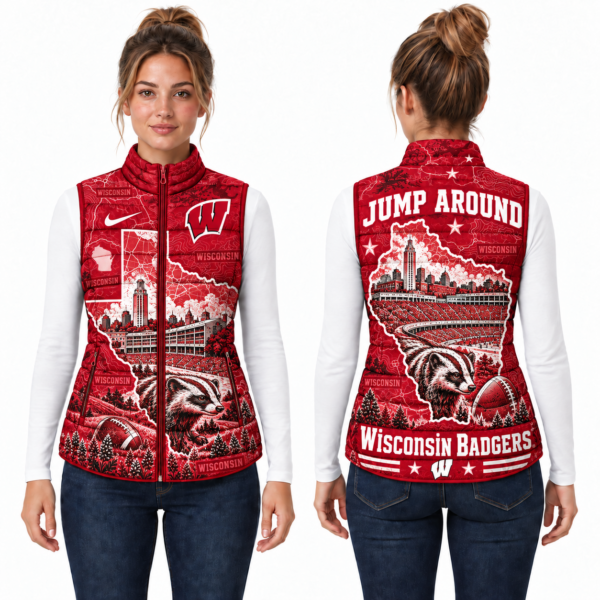 Wisconsin Badgers Chirstmas Sleeveless Puffer Vest
