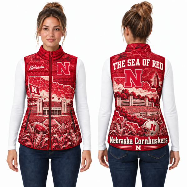 Nebraska Cornhuskers Chirstmas Sleeveless Puffer Vest