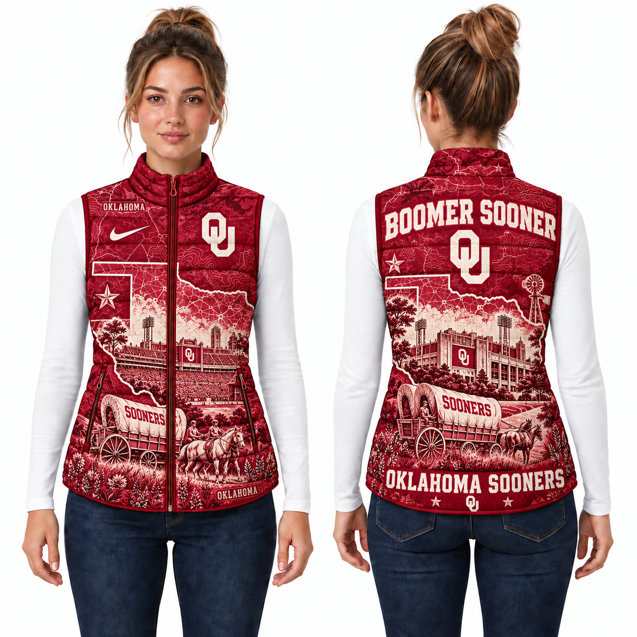 Oklahoma Sooners Chirstmas Sleeveless Puffer Vest