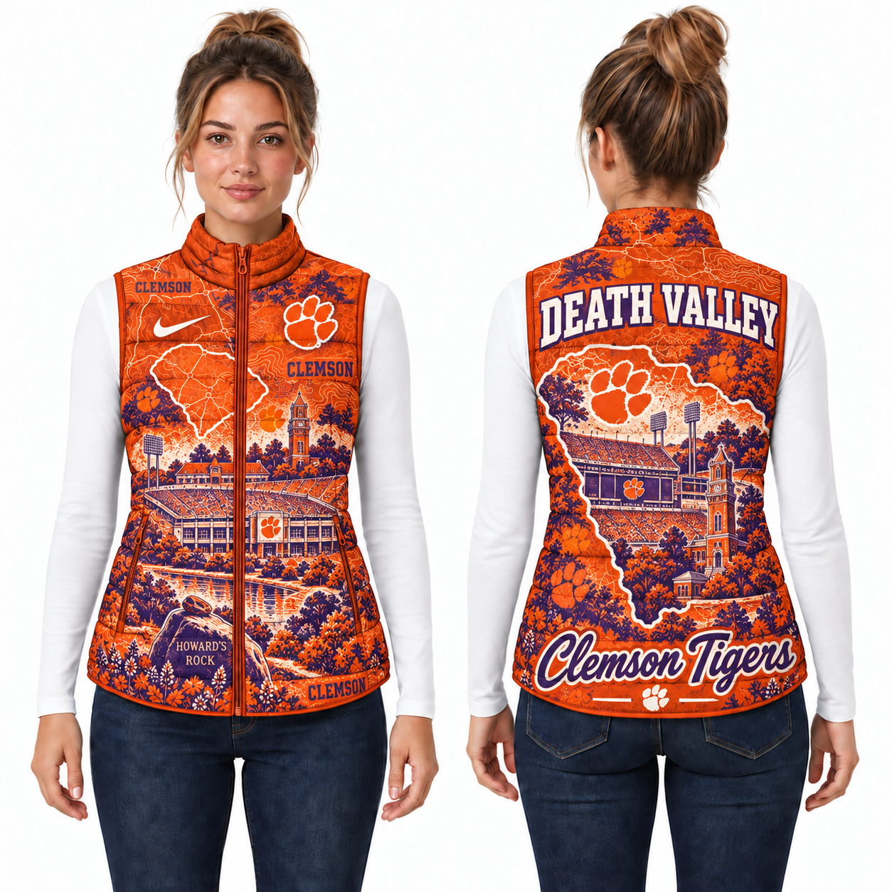 Clemson Tigers Chirstmas Sleeveless Puffer Vest
