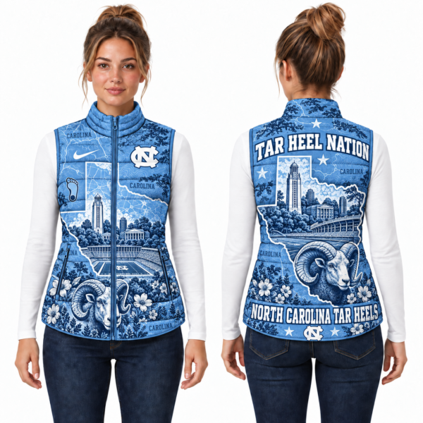 North Carolina Tar Heels Chirstmas Sleeveless Puffer Vest