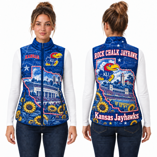 Kansas Jayhawks Chirstmas Sleeveless Puffer Vest