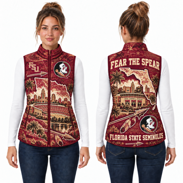Florida State Seminoles Chirstmas Sleeveless Puffer Vest