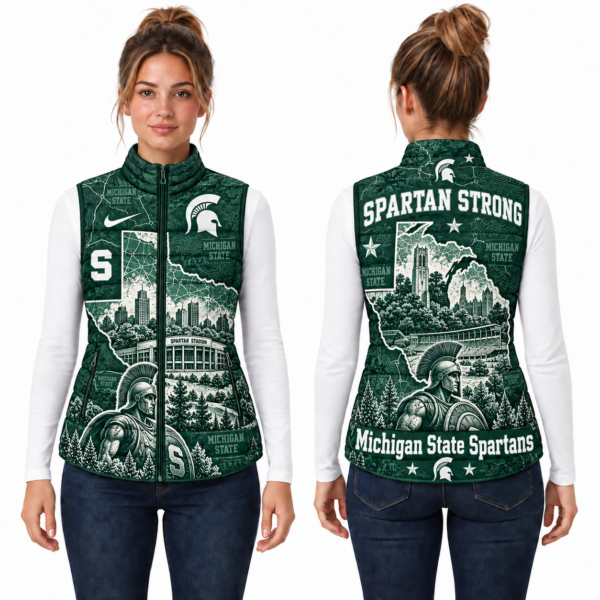 Michigan State Spartans Chirstmas Sleeveless Puffer Vest