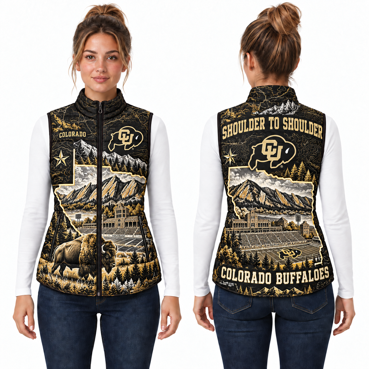 Colorado Buffaloes Chirstmas Sleeveless Puffer Vest