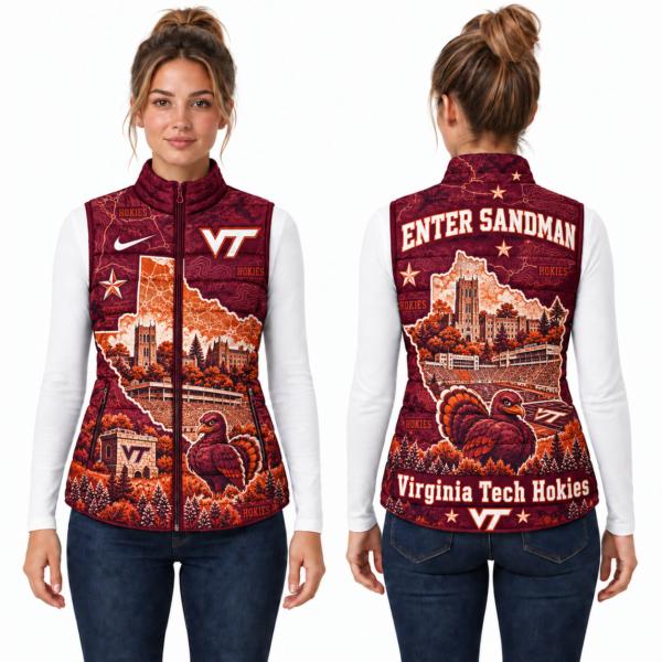 Virginia Tech Hokies Chirstmas Sleeveless Puffer Vest