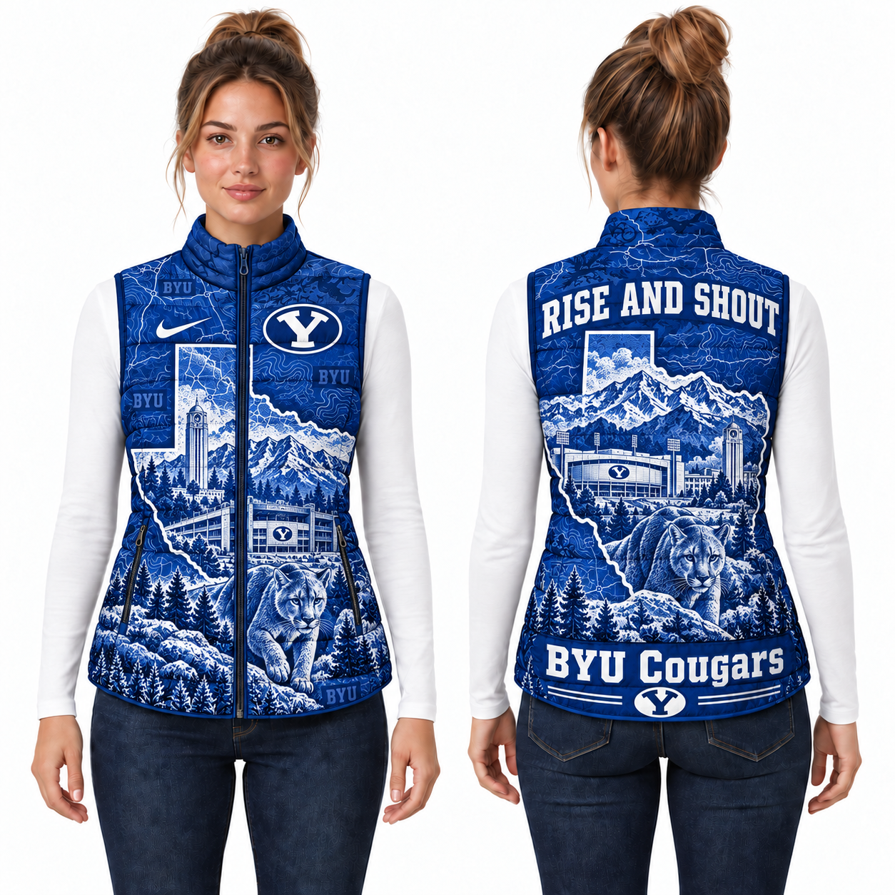 BYU Cougars Chirstmas Sleeveless Puffer Vest