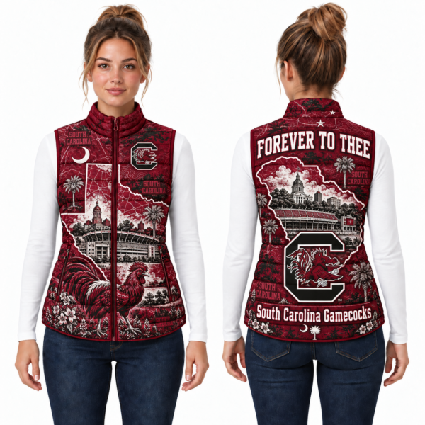 South Carolina Gamecocks Chirstmas Sleeveless Puffer Vest