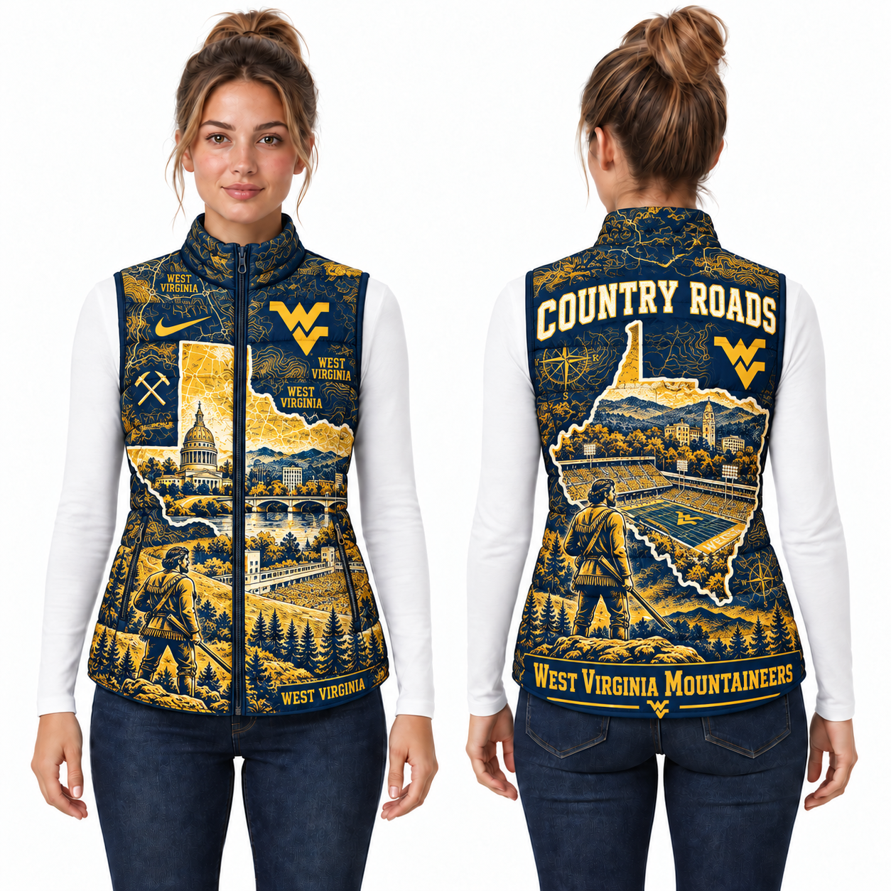 West Virginia Mountaineers Chirstmas Sleeveless Puffer Vest