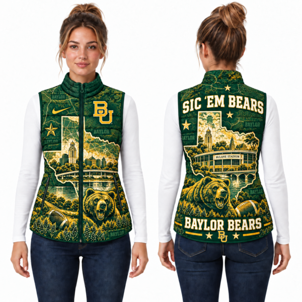 Baylor Bears Chirstmas Sleeveless Puffer Vest