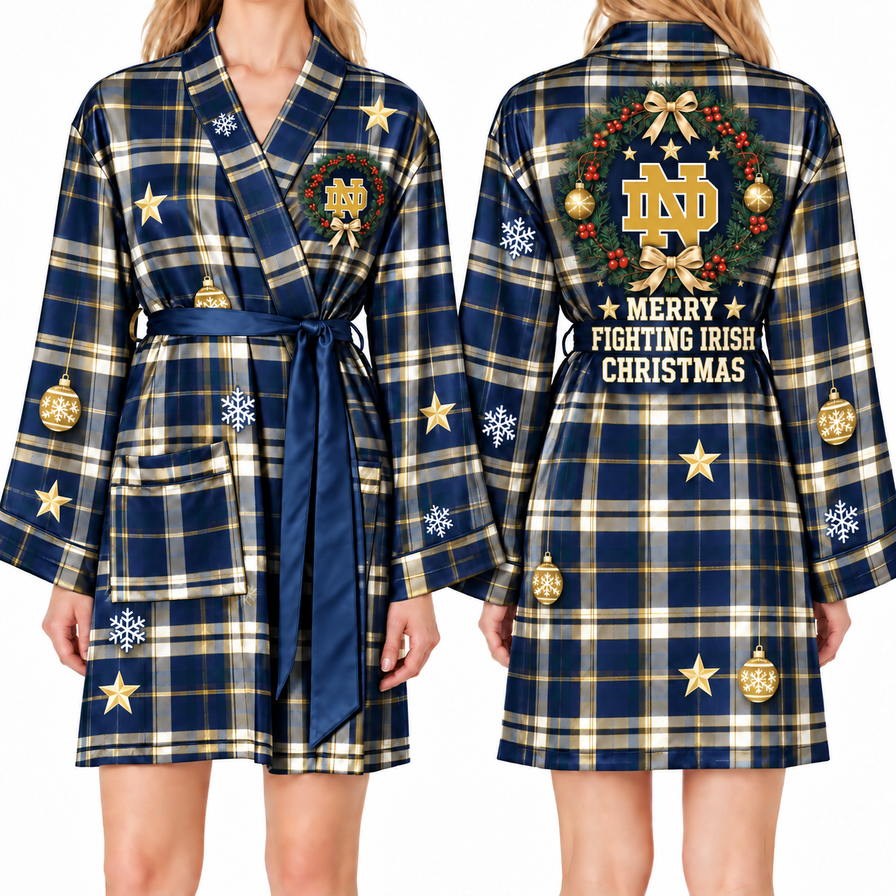 Notre Dame Fighting Irish Chirstmas Relaxed-Fit Satin Sleep Robe
