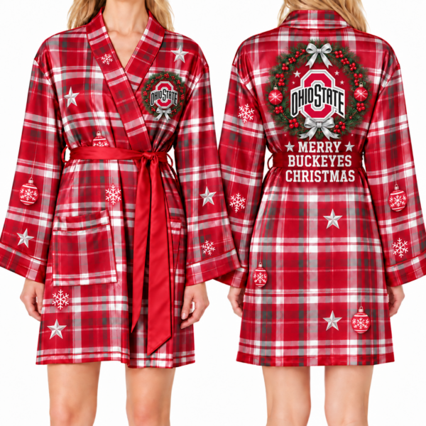 Ohio State Buckeyes Chirstmas Relaxed-Fit Satin Sleep Robe