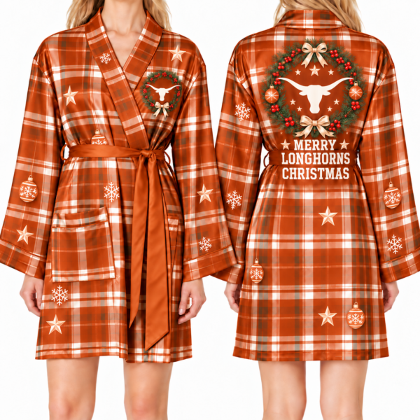 Texas Longhorns Chirstmas Relaxed-Fit Satin Sleep Robe