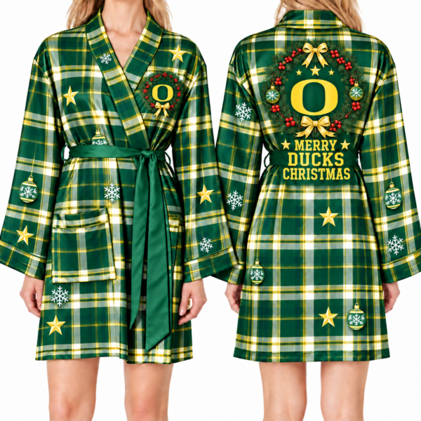 Oregon Ducks Chirstmas Relaxed-Fit Satin Sleep Robe