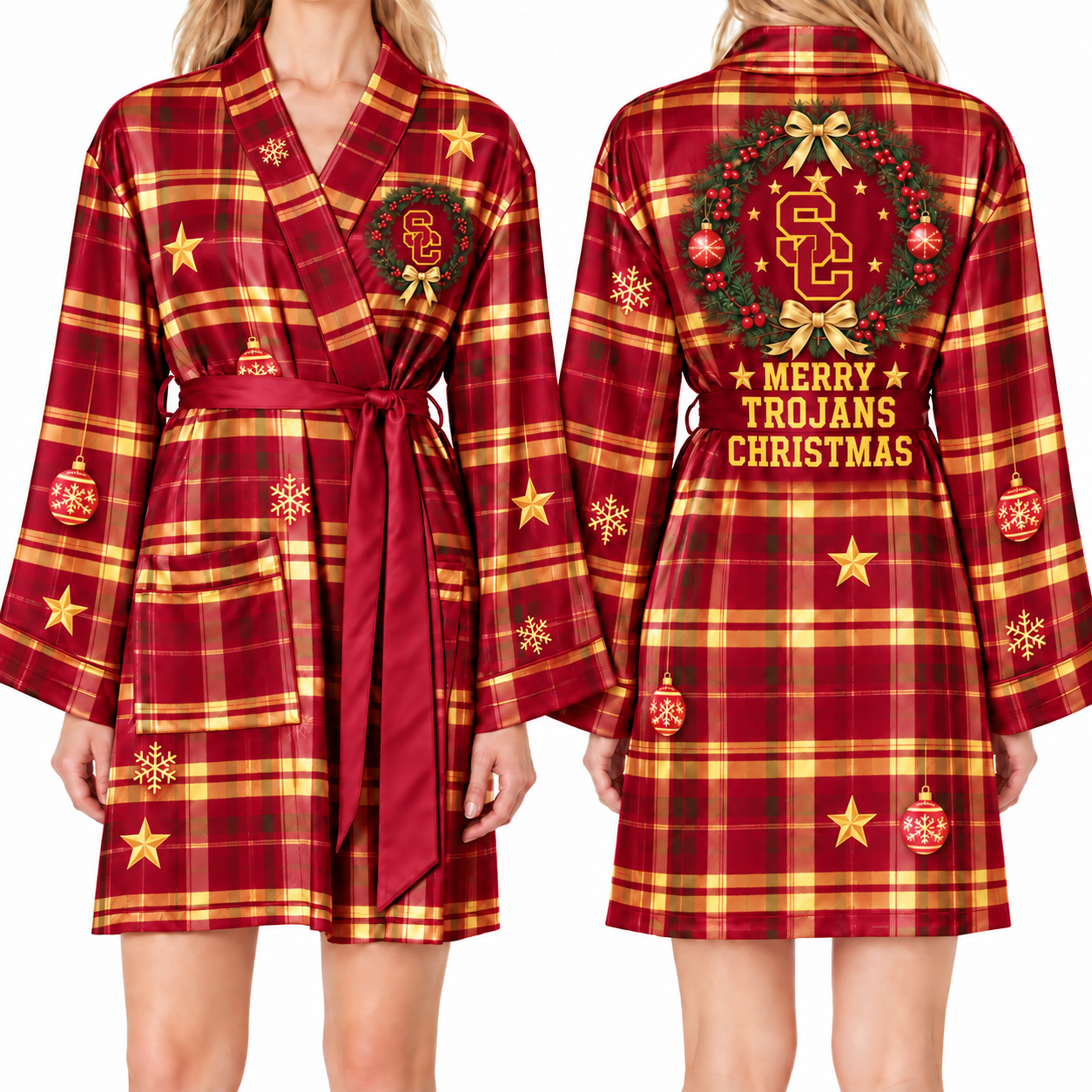 USC Trojans Chirstmas Relaxed-Fit Satin Sleep Robe