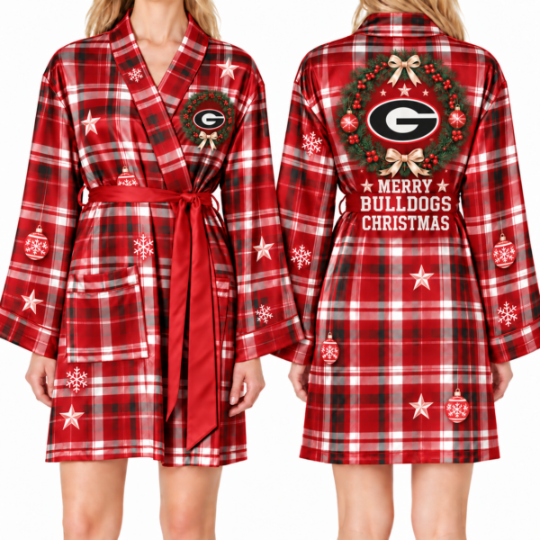 Georgia Bulldogs Chirstmas Relaxed-Fit Satin Sleep Robe
