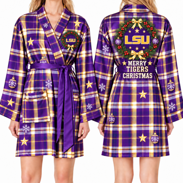 LSU Tigers Chirstmas Relaxed-Fit Satin Sleep Robe