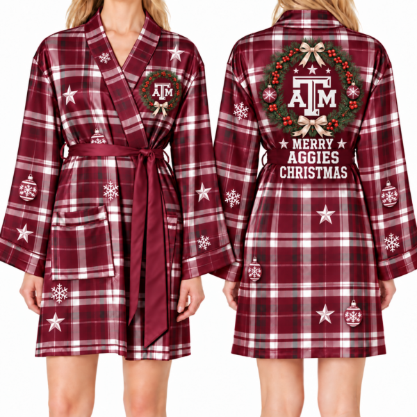 Texas A&M Aggies Chirstmas Relaxed-Fit Satin Sleep Robe