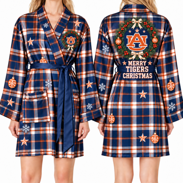 Auburn Tigers Chirstmas Relaxed-Fit Satin Sleep Robe