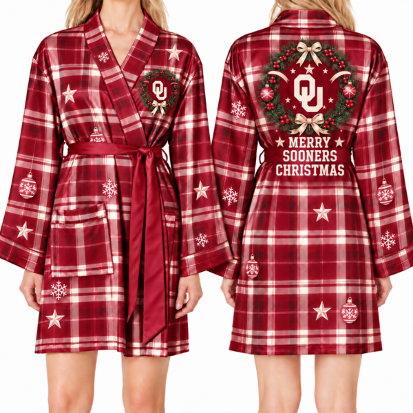 Oklahoma Sooners Chirstmas Relaxed-Fit Satin Sleep Robe