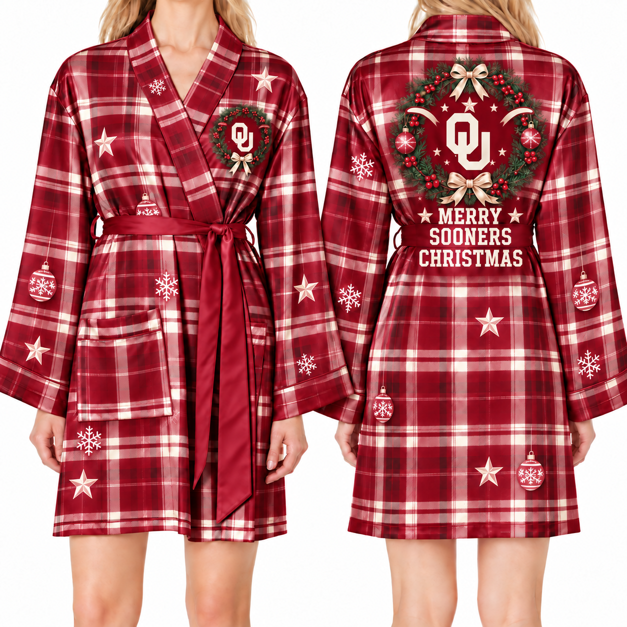 Oklahoma Sooners Chirstmas Relaxed-Fit Satin Sleep Robe