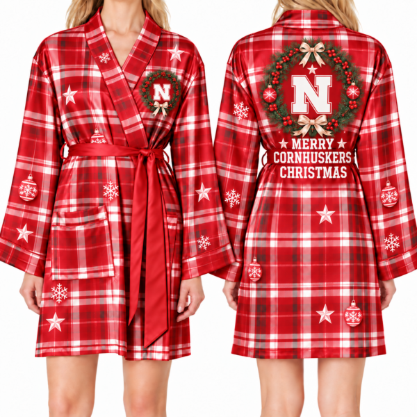 Nebraska Cornhuskers Chirstmas Relaxed-Fit Satin Sleep Robe