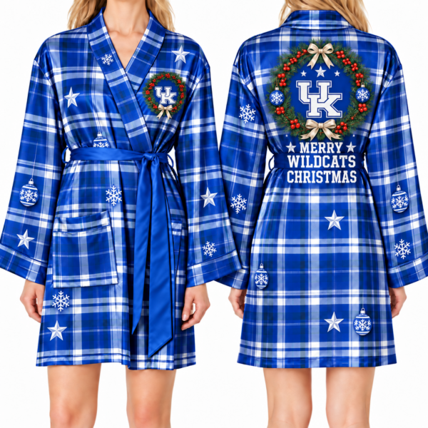 Kentucky Wildcats Chirstmas Relaxed-Fit Satin Sleep Robe